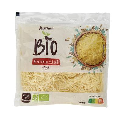 Auchan BIO Emmental rapé bio, 350g