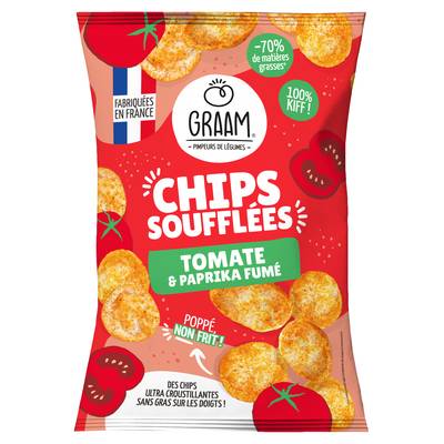 Graam Chips Soufflées Tomate et Paprika Fumé, 60g