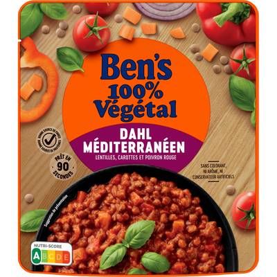 Ben's Original Dahl Mediterranéen 100% Végétal - Lentilles, Carottes et Poivrons Rouges, 285g