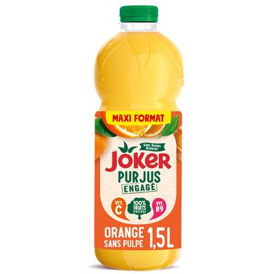 Joker Pur jus d'orange sans pulpe, 1,5L