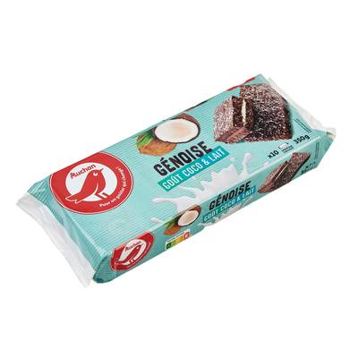 Auchan Génoise lait et coco, sachets individuels x10, 350g