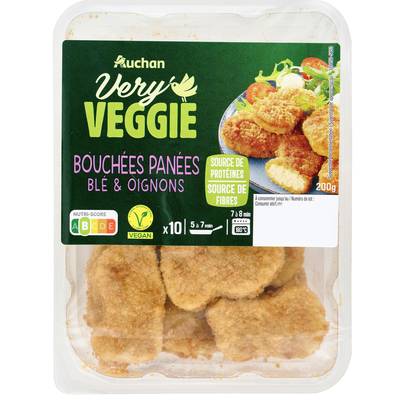Auchan Veggie Bouchées Blé et Oignons, 10 pièces - 200g