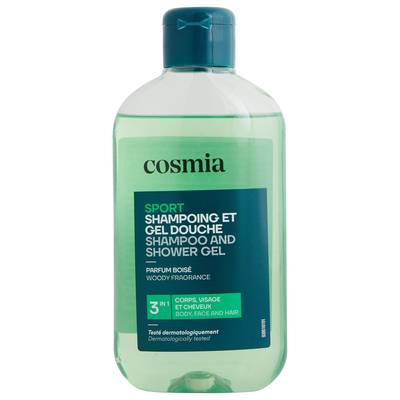 COSMIA Shampooing et gel douche sport 3en1 parfum boisé, 250ml