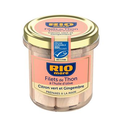 Rio Mare Filets de Thon MSC Huile d'Olive, Citron Vert et Gingembre, 130g