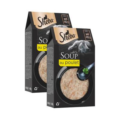 Sheba - Soup Sachets Soupe filets de poulet pour chat, Lot de 2x4x40g