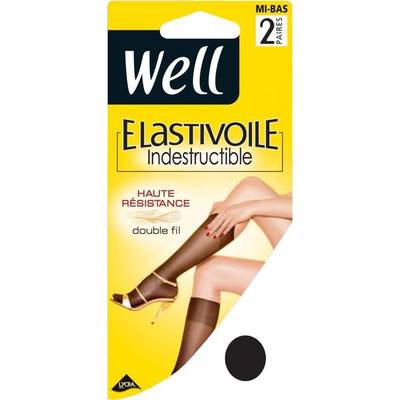 Well 2 paires de mi-bas Elastivoile Indestructible Noir, Taille 35/41