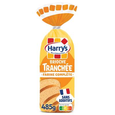 Harrys Brioche Tranchée à la Farine Complète, Sans Additifs, 485g