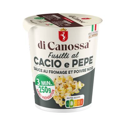 Di Canossa Fusilli Sauce Fromage et Poivre en cup - Fusilli al Cacio e pepe, 70g