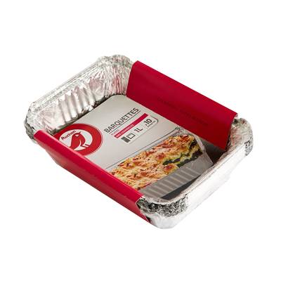 Auchan Barquettes plates en aluminium + couvercles 1l, 10 barquettes
