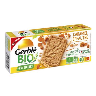 Gerblé Bio 12 Sablés Caramel Epeautre Bio -43% de sucres en moins, 132g