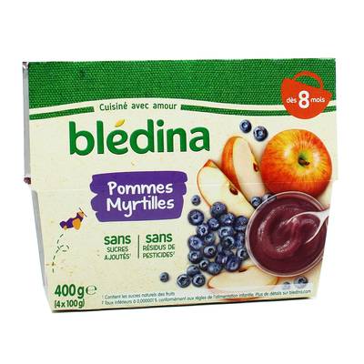 Blédina Pommes Myrtilles Coupelle Dès 8 mois, 4x100g