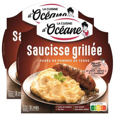 La Cuisine d'Océane Saucisse grillée et purée de pomme de terre, Lot de 2x300g
