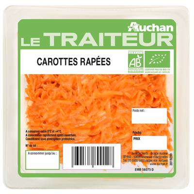 Auchan Le Traiteur Carottes Râpées Bio, 200g