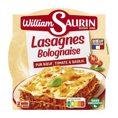 William Saurin Lasagnes à la Bolognaise pur Boeuf Tomate Basilic, 300g