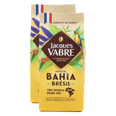 Jacques Vabre Café moulu notes de Bahia Brésil 100% pur arabica, 2x250g