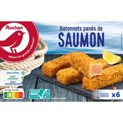 Auchan Bâtonnets panés de saumon, 360g