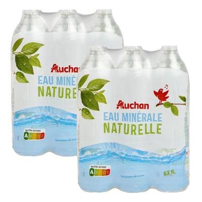 Auchan Eau minérale naturelle, Lot de 2 packs de 6x1L