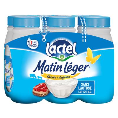 Matin Léger de Lactel Lait demi écrémé, 6x25cl