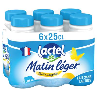 Matin Léger de Lactel Lait demi écrémé, 6x25cl