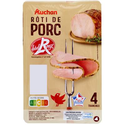 Auchan Rôti de Porc Label Rouge, 4 tranches - 160g