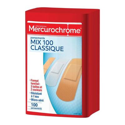 Mercurochrome Pansements mix 100 classique, 100 pièces