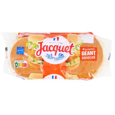 Jacquet Pain Burger Brioché Géant, 4 buns - 300g