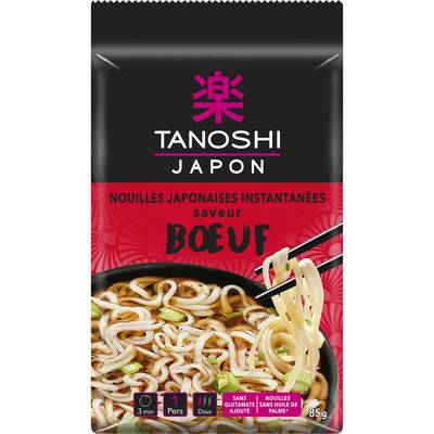 Tanoshi - Japon Nouilles de blé instantanées asiatiques Saveur boeuf en sachet, 85g