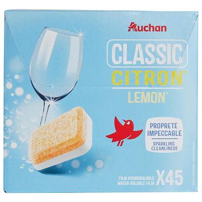 Auchan Tablettes lave-vaisselle citron, 45 tablettes