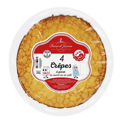 Bernard Jarroux Crêpes à Garnir Sucrée ou Salée, 4 Crêpes - 200g