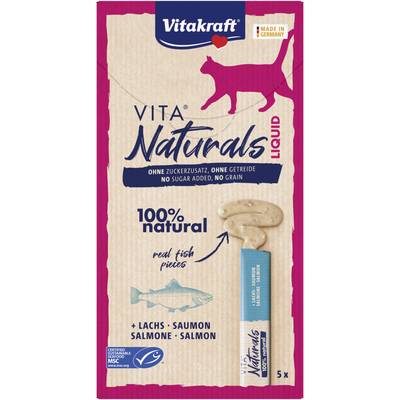 Vitakraft VitaNaturals Snack Liquide Creamy au Saumon MSC - Friandise pour chat, 5x15g