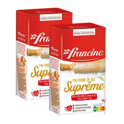 Francine Farine de Blé Suprême Type 45, Lot de 2x1kg
