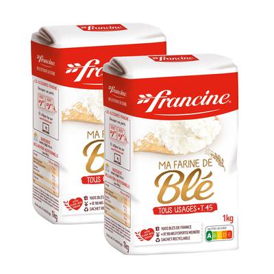Francine Farine de blé, type 45, Lot de 2x1kg