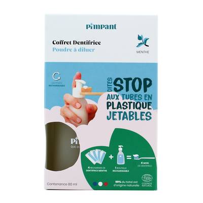 Pimpant Dentifrice Menthe Coffret, 4 recharges + 1 bouteille