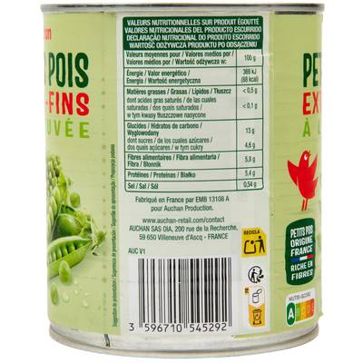 3596710401932 - Auchan - Petits pois à l'étuvée extra-fins