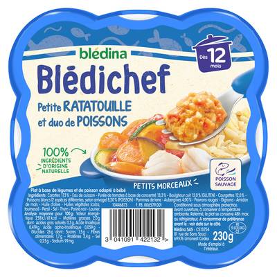 Blédina - Blédi'chef Petite Ratatouille Duo de Poissons Assiette Bébé Dès 12 mois, 230g