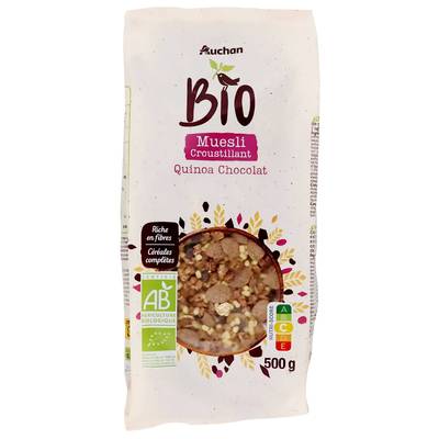Auchan BIO Muesli de céréales quinoa et chocolat bio, 500g