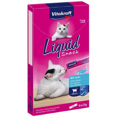 Vitakraft Liquid Snack Saumon MSC - Friandise pour Chat, 6x15g