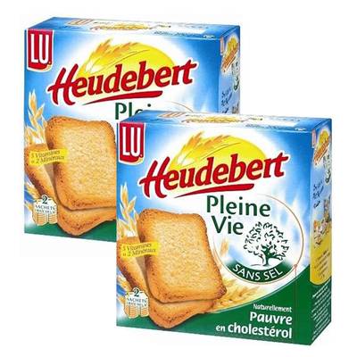 Heudebert Biscottes sans sel, 34 tranches, Lot de 2x300g