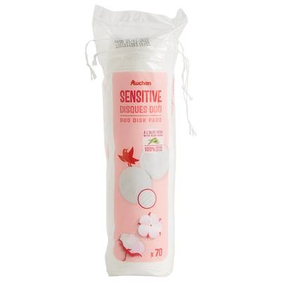 Auchan Sensitive cotons disques à démaquiller, 70 cotons
