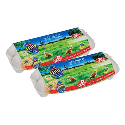 Loué Oeufs fermiers Label Rouge plein air, calibre moyen, 2 packs de 12 oeufs