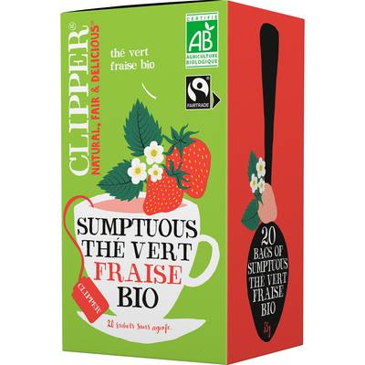Clipper Thé Vert à la Fraise Bio, 35g