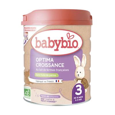 Babybio Lait de Croissance Optima Bio 3 en Poudre, Dès 10 Mois, 800g
