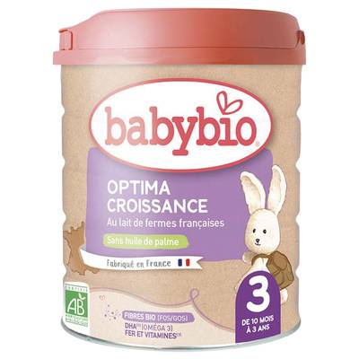 Babybio Lait de Croissance Optima Bio 3 en Poudre, Dès 10 Mois, 800g