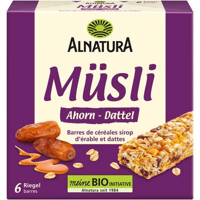 Alnatura Barre de muesli érable et dattes bio, 6 barres