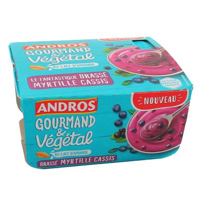 Andros Gourmand et Végétal Dessert Végétal Myrtille Cassis, 4x100g