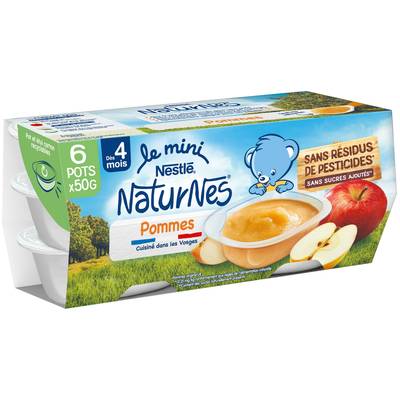Nestlé - Naturnes Mini Pomme Coupelles Bébé Dès 4 mois, 6x50g