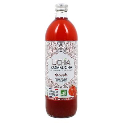 UCHA Kombucha Grenade, Thé Fermenté Pétillant Bio, 75cl