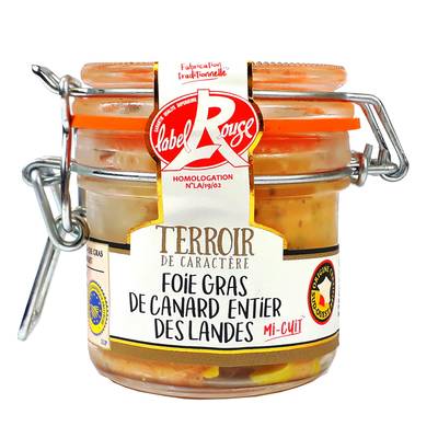 Terroir de Caractère Foie Gras de Canard Entier mi-cuit IGP Label Rouge, 1/2 parts - 80g