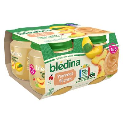 Blédina Pommes Pêches Pot Bébé Dès 4 mois, 4x130g