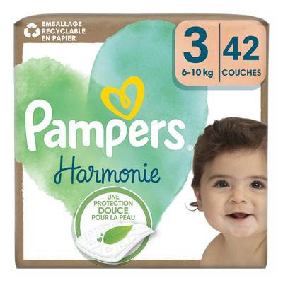 Pampers Harmonie Couches GEANT 6 - 10 kg Taille 3, 42 couches